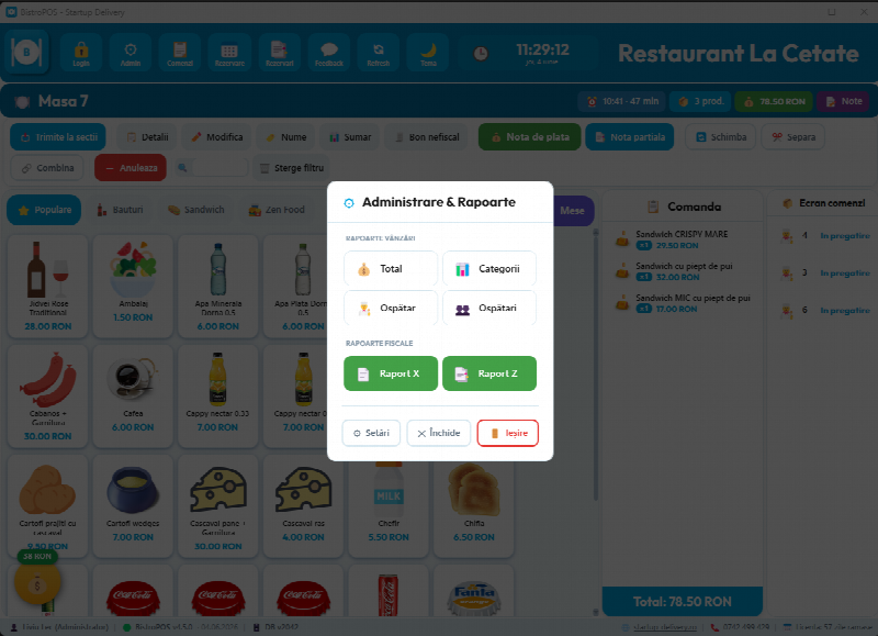 Rapoarte tipăribile — bon nefiscal