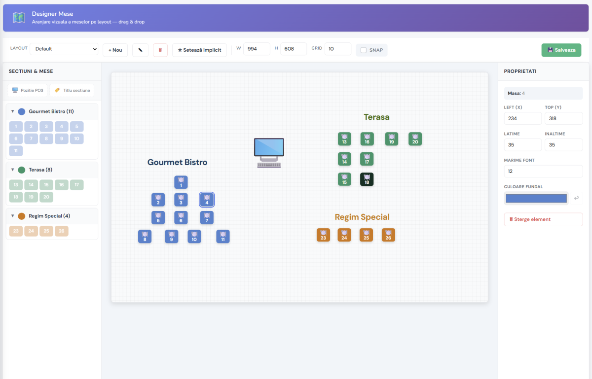 BistroPOS — Designer de mese în cloud