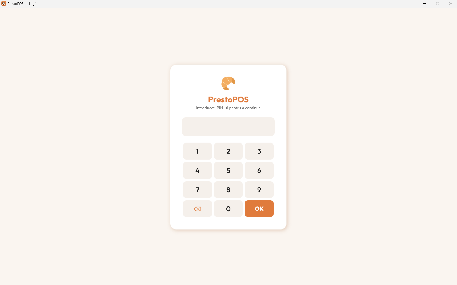 Autentificare rapidă cu PIN — PrestoPOS soft magazin retail