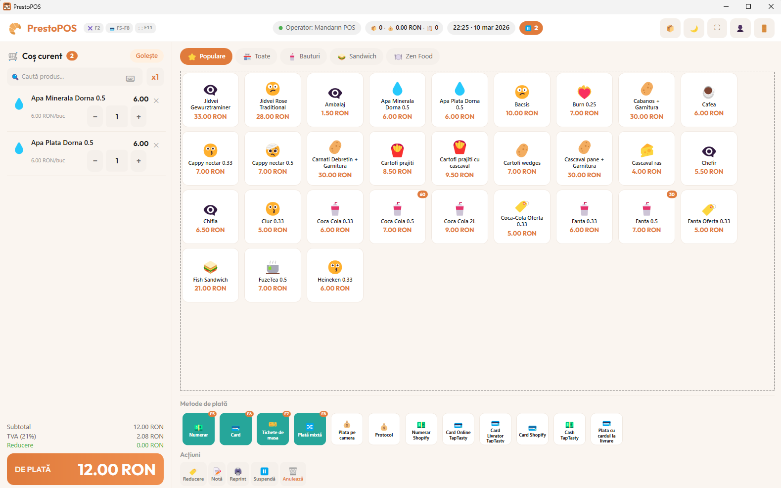 Produse populare, la un click — PrestoPOS soft magazin retail