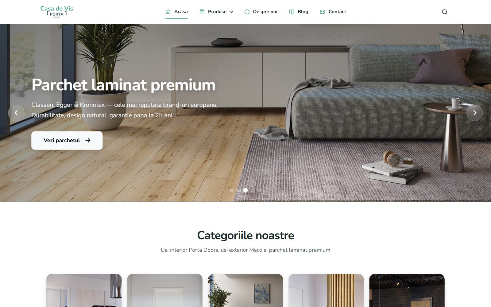 Site-ul Casa de Vis (casadevismures.ro) realizat de Startup Delivery — pagina principală pe desktop