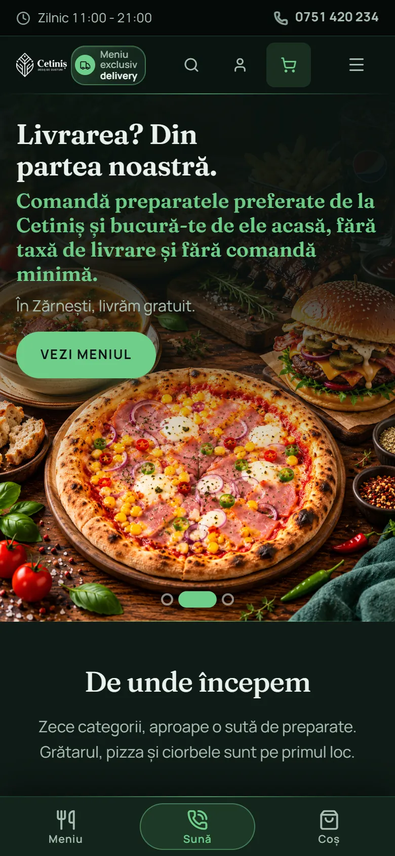 Site-ul Cetiniș pe telefon — versiunea mobilă