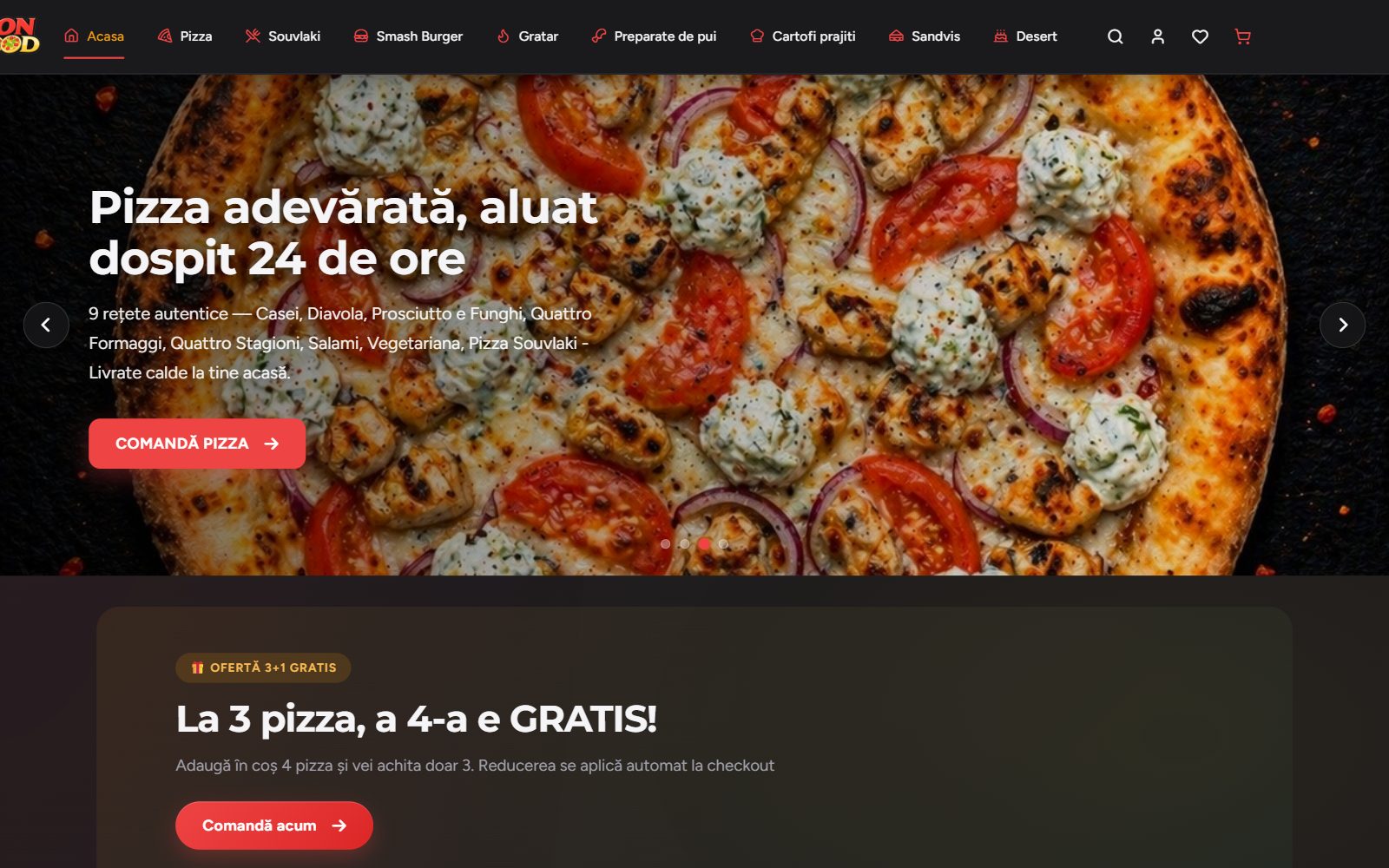 Site-ul Don Food (donfood.ro) realizat de Startup Delivery — pagina principală pe desktop