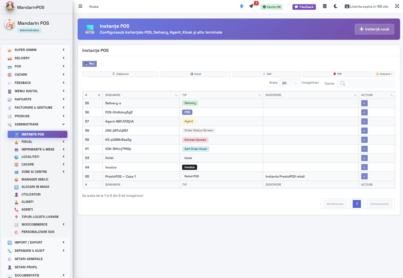 Configurare instanțe POS