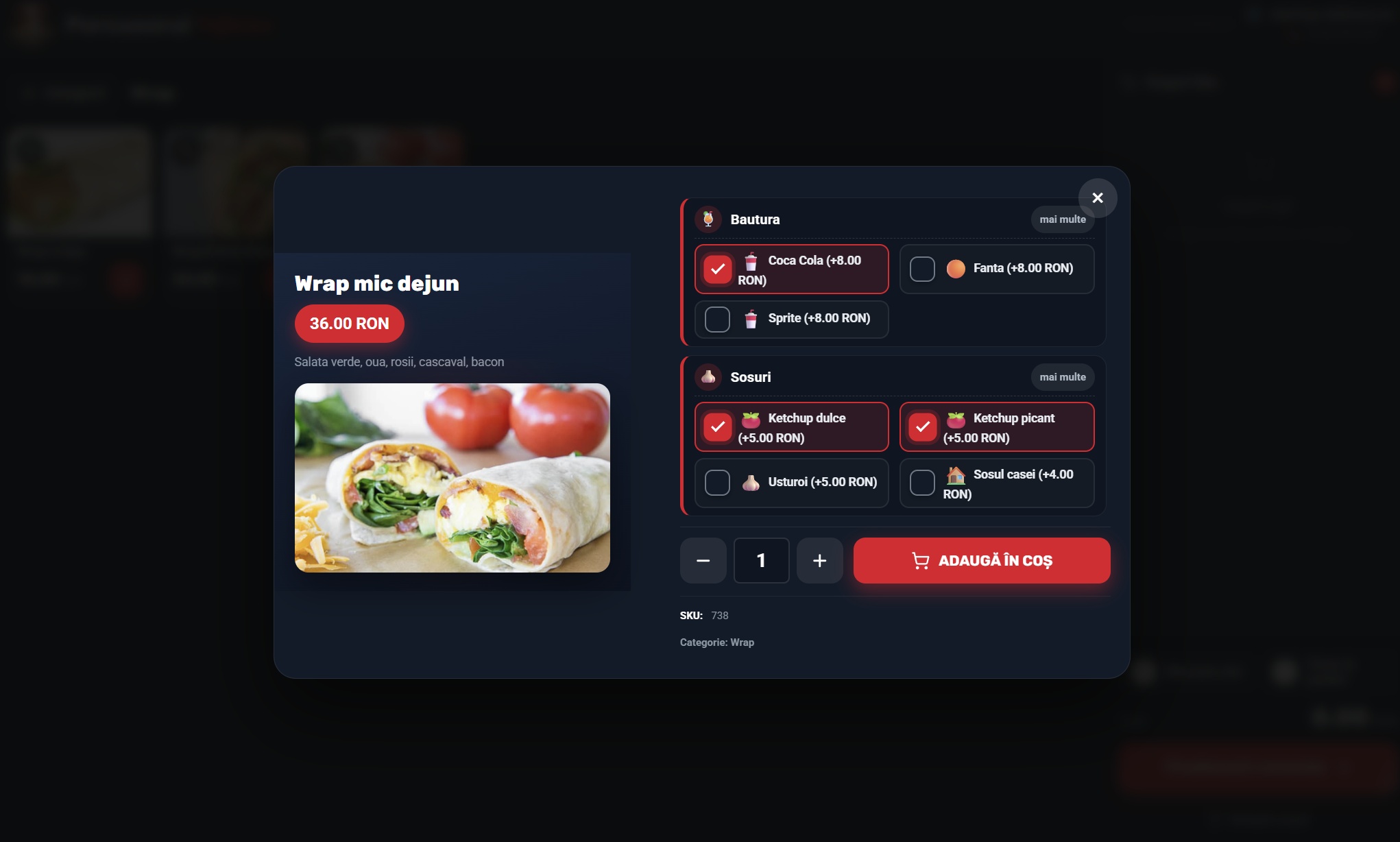 Alegere produs cu optiuni bautura sosuri — self order kiosk restaurant fast food